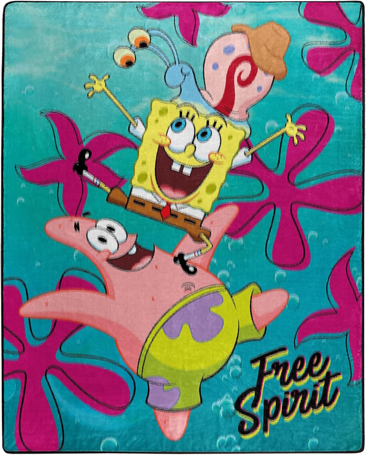 NORTHWEST Nickelodeon Spongbob Free Spirit Silk Touch Sherpa Throw Blanket 50 X 60