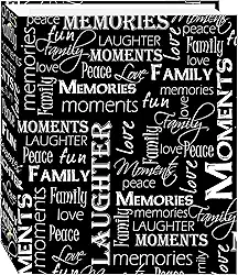 Álbum de fotos magnético autocolante de 3 anéis, 50 folhas, branco e preto