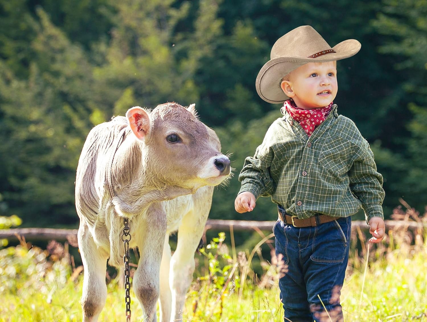 Jastore Faux-Suede Kids Boys Girls Wide Brim Western Cowboy Cowgirl Hat with Leather Buckle Blet Toddler Felt Fedora Hats - Image 7