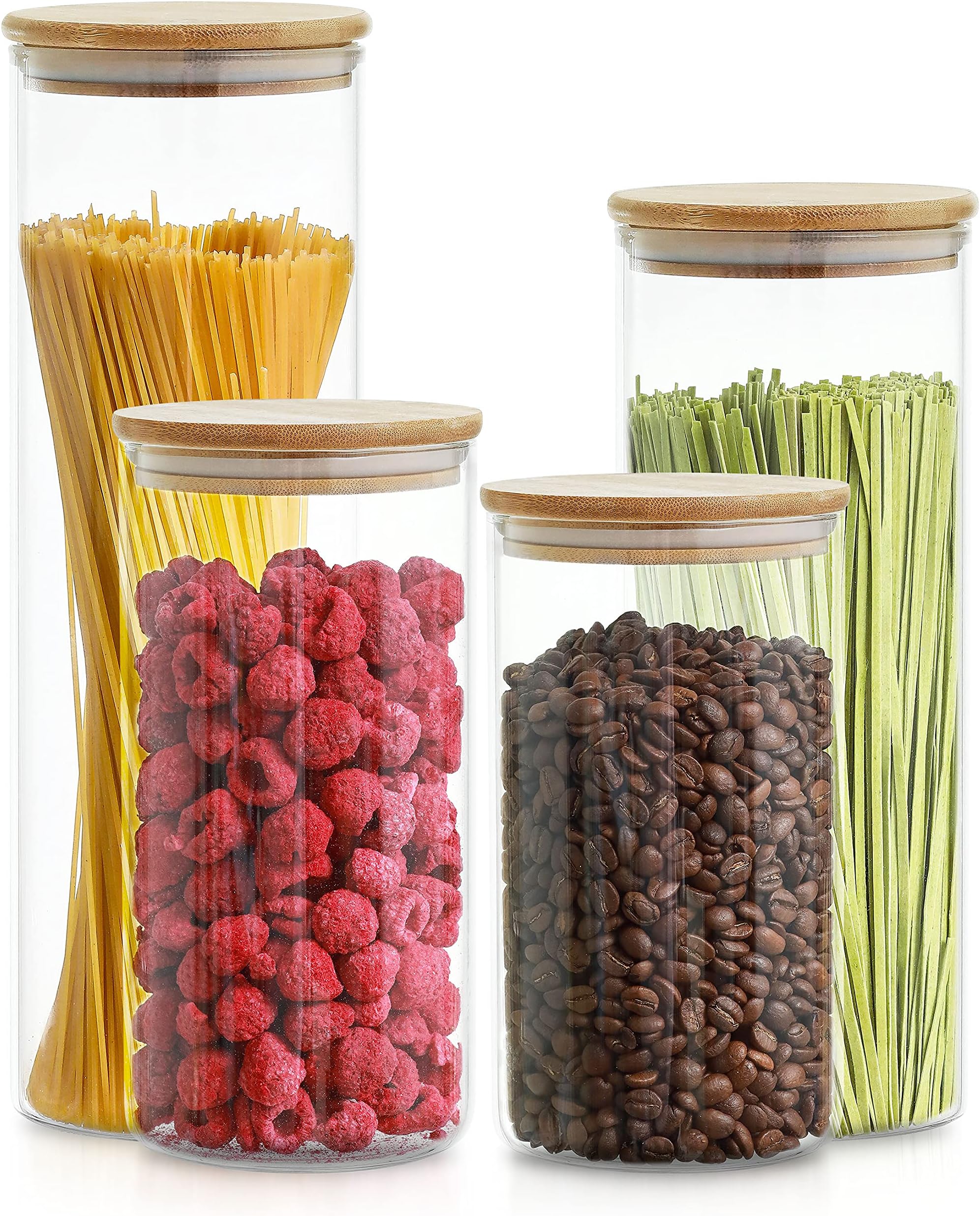 Glass Jar with Lid - Airtight - Set of 4 Preserving Jars - Machine Washable - Storage Jars