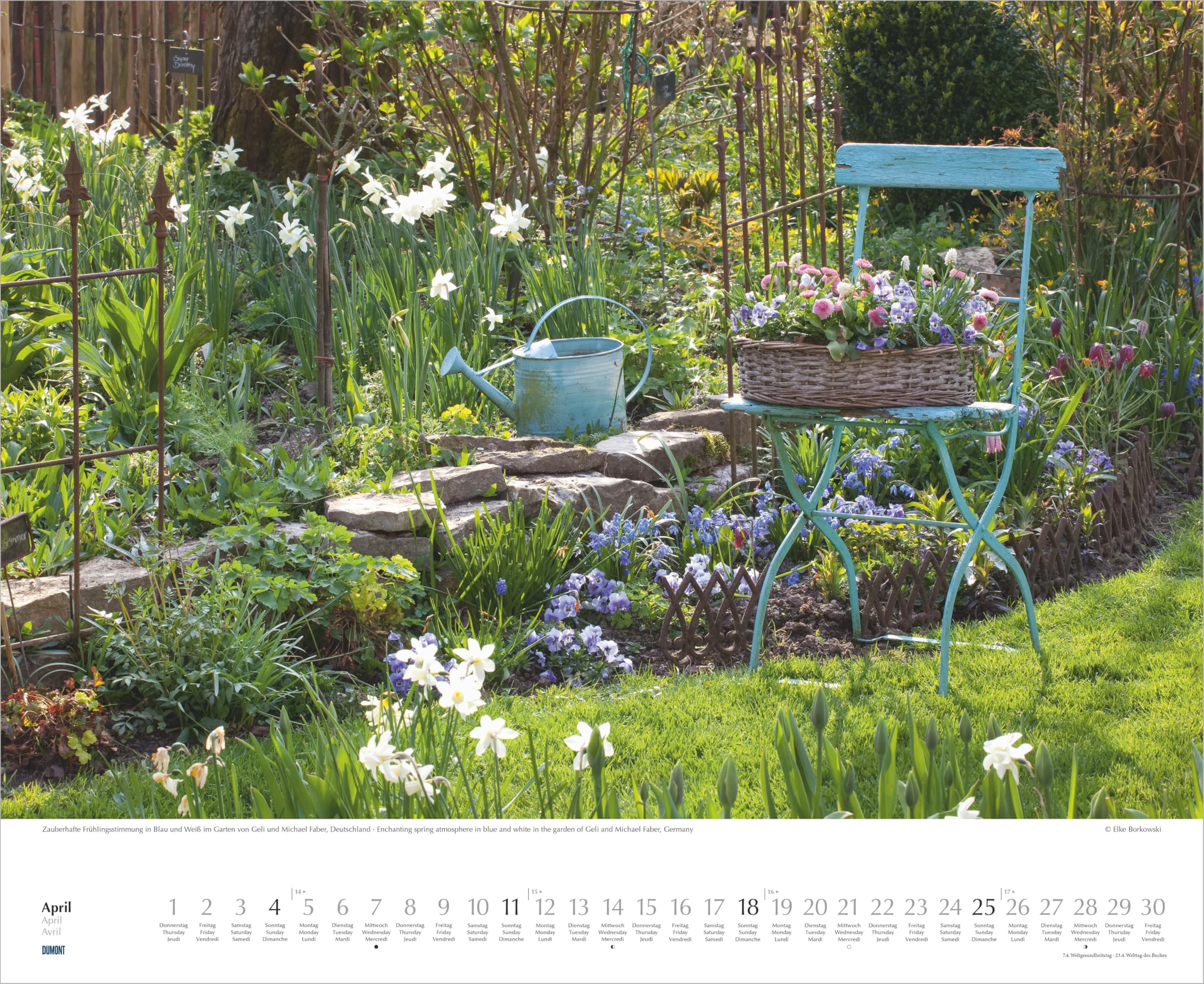 Zu Gast in schönen Gärten 2027: Wandkalender 52x42,5 cm mit Fotografien von Elke Borkowski und 3-sprachigem Kalendarium