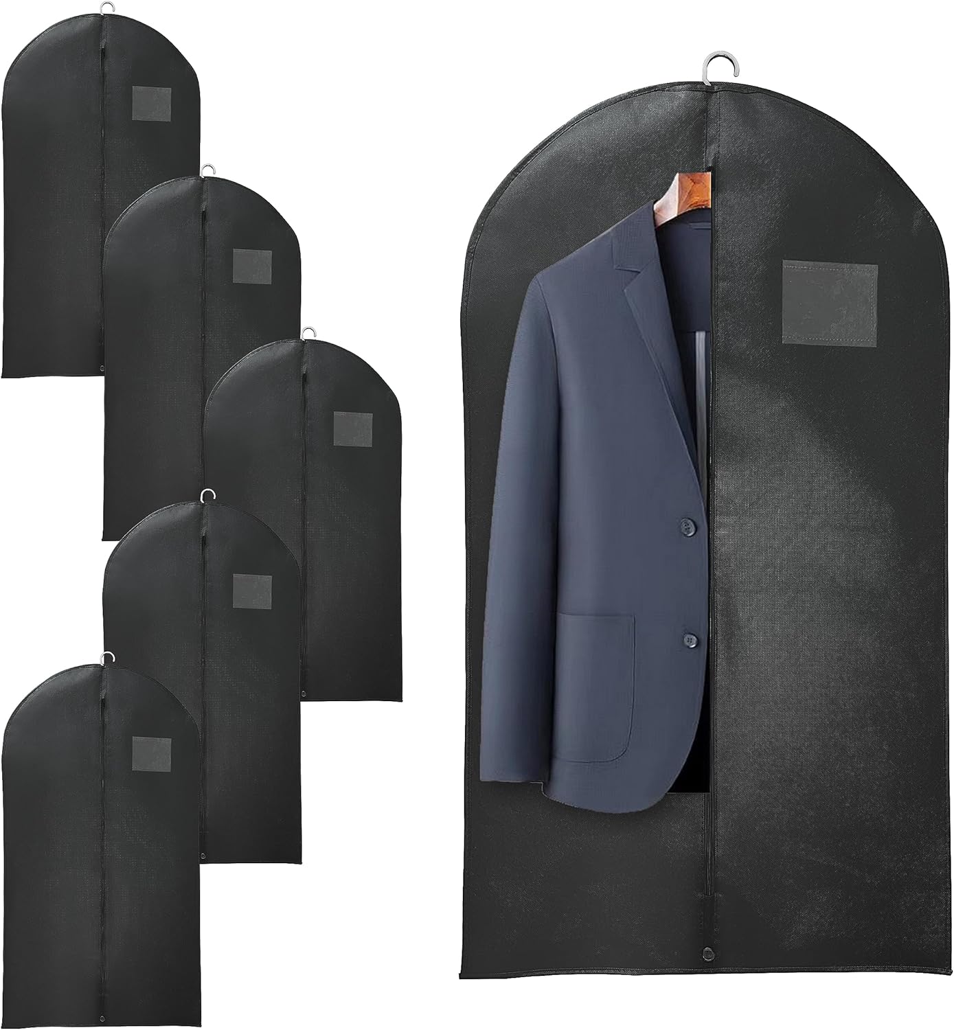 CHENGBAIBAG Black Suit Garment Bags, Set of 6 Portable Men