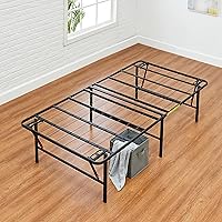 Vista 57 de Yaxa Basics Base de cama con almacenamiento, plataforma de metal plegable, acero resistente, no necesita somier, 14 pulgadas de alto, instalación