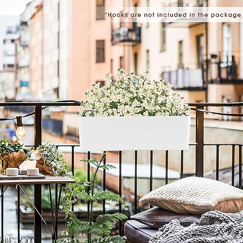 Miniatura 5 de GardenBasix - Macetas alargadas de riego automático de 2 unidades, caja de ventana de 5.5 x 16 pulgadas, maceta decorativa moderna para jardín en el