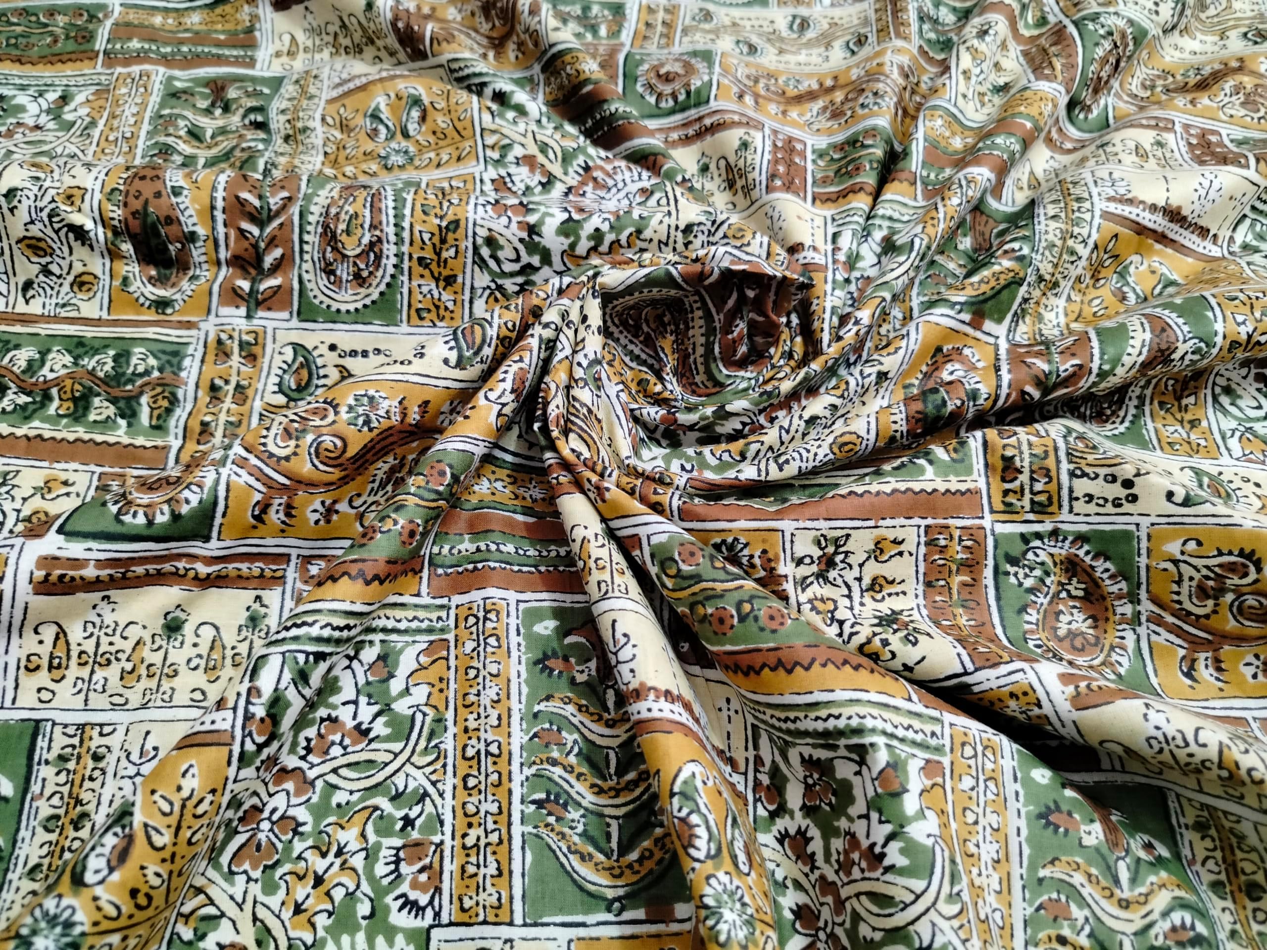 Cotton Print(Unstitch Print Fabric for Girls/Women ||Width-44 inch ||for Making Full All Over Suit,Kurti,Gown,Palazo,Dress Material,Tunics,Top,Maxi,Nighty (2.5 Meter, Beige)
