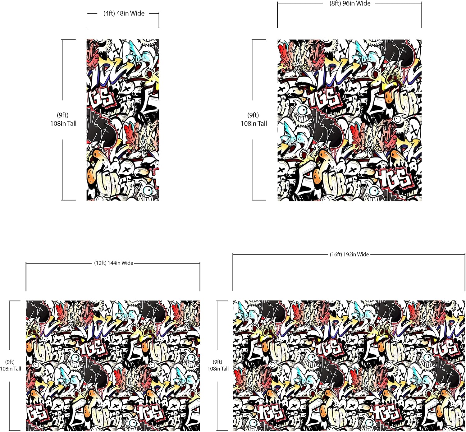 Colorful Graffiti Art Wall Mural. Street Art Urban Theme Artwork. Removable Peel and Stick Wallpaper. Graffiti Style Wallpaper. #6462 (Small Sample to Try)