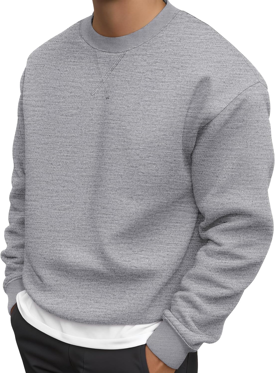 JMIERR Men's Fleece Crewneck Sweatshirt Casual Long Sleeves Cotton Warm Basic Pullover Fashion Shirts