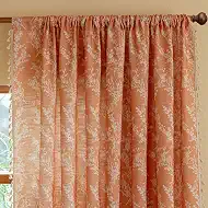 OYX Orange Floral Curtains 63 Inch Long 2 Panels, French Vintage Farmhouse Patterned Decor Window Drapes with Tassels, Girls Semi-Sheer Light Filtering for Bedroom Living Room (Rod Pocket, 52Wx84L)
