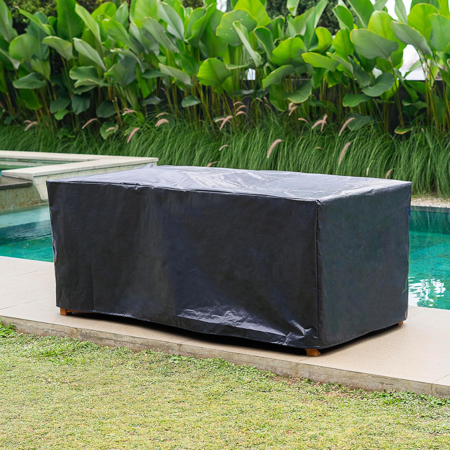 Cambridge Casual Arie Teak Outdoor Deck Storage Box with Waterproof Cover – 130 Gallon Wooden Patio Storage