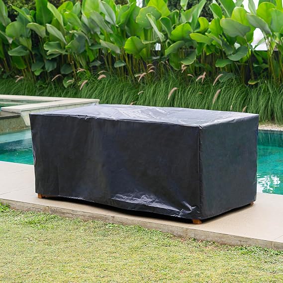 Cambridge Casual Arie Teak Outdoor Deck Storage Box with Waterproof Cover 130 Gallon Wooden Patio Storage