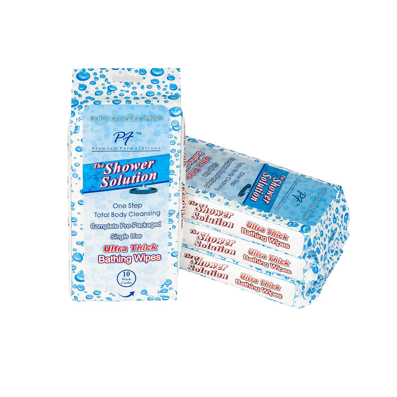 Shower Solution Ultra Thick Rinse Free Bathing Wipes For Post Workouts, Camping, Backpacking, Outdoors and Hiking, Extra Large 1 pack of 10 Wipes