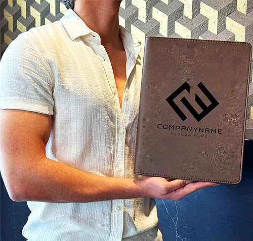 Miniatura 3 de Cartera de cuero personalizada con cremallera, Padfolio de logotipo personalizado de la empresa, Padfolio de empresa grabado personalizado, Cartera