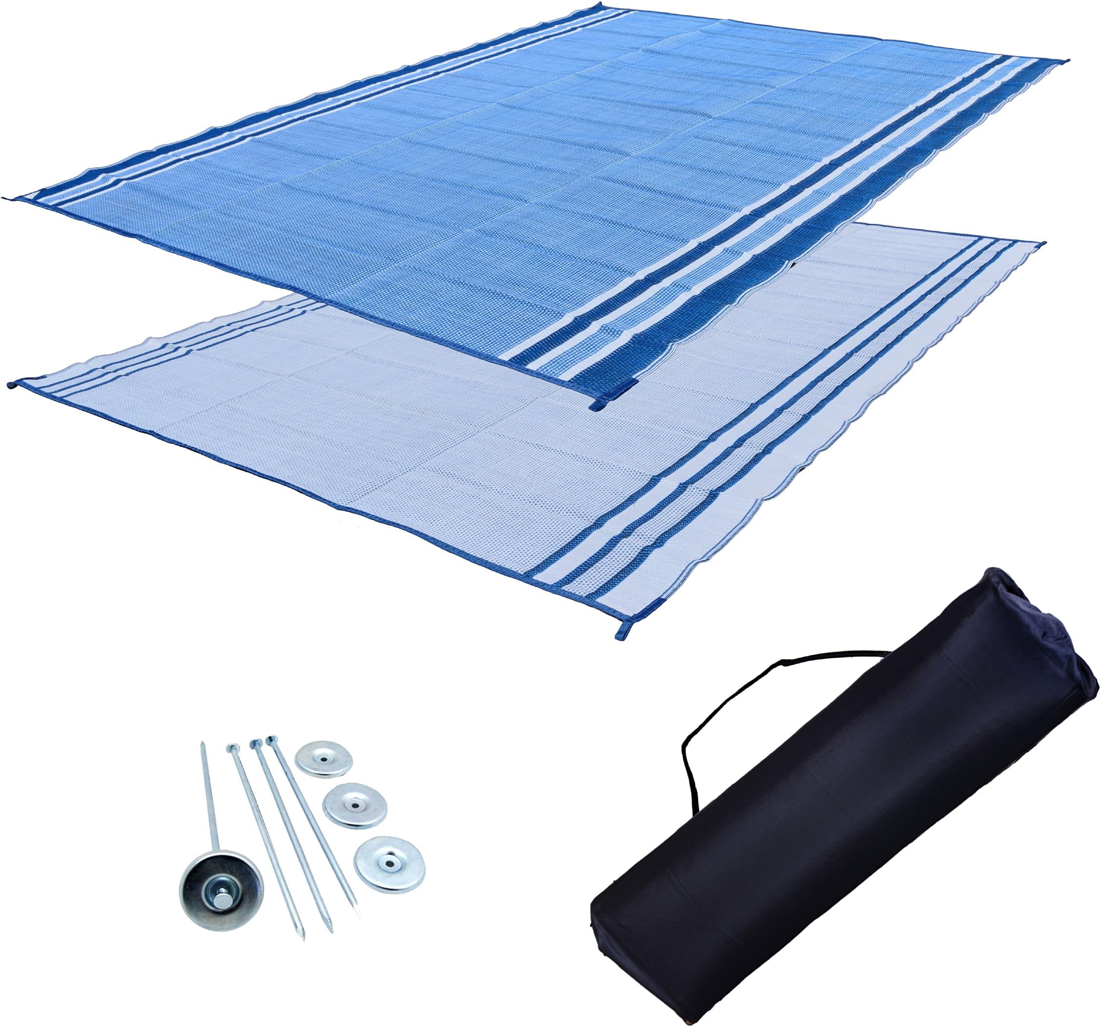 RV Patio Mat: 9x18 Extra-Wide Ocean Blue RV Mat