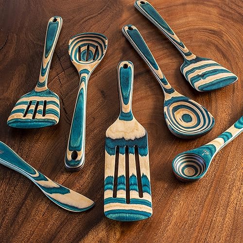 Miniatura 2 de Totally Bamboo Baltique Mykonos Collection - Juego de utensilios de cocina de 7 piezas, seguros para antiadherentes
