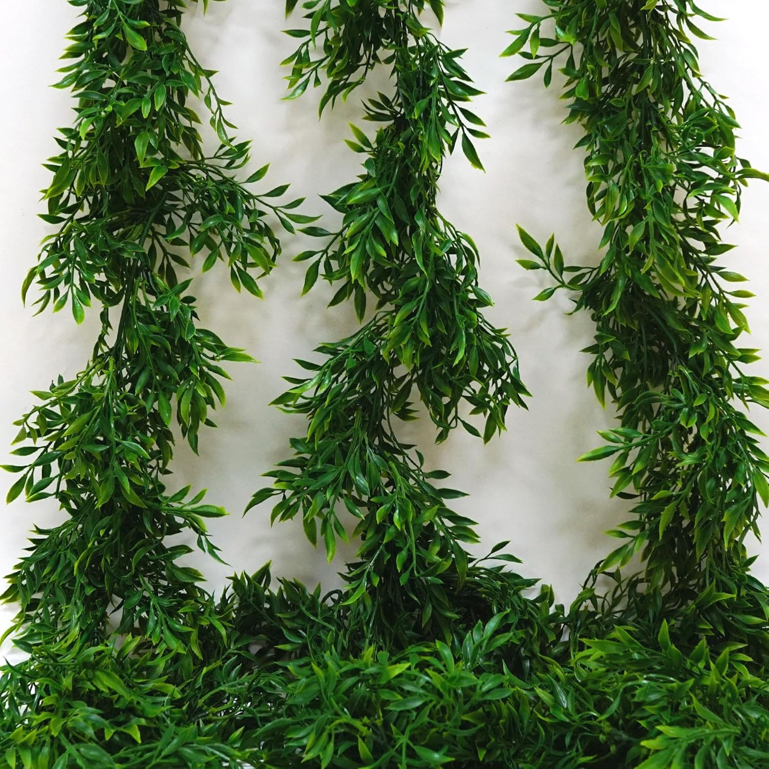 3pcs Artificial Italian Ruscus Vines 6ft. Large Greenery Garland Soft Touch Green Leaves for Home Decoration Wedding