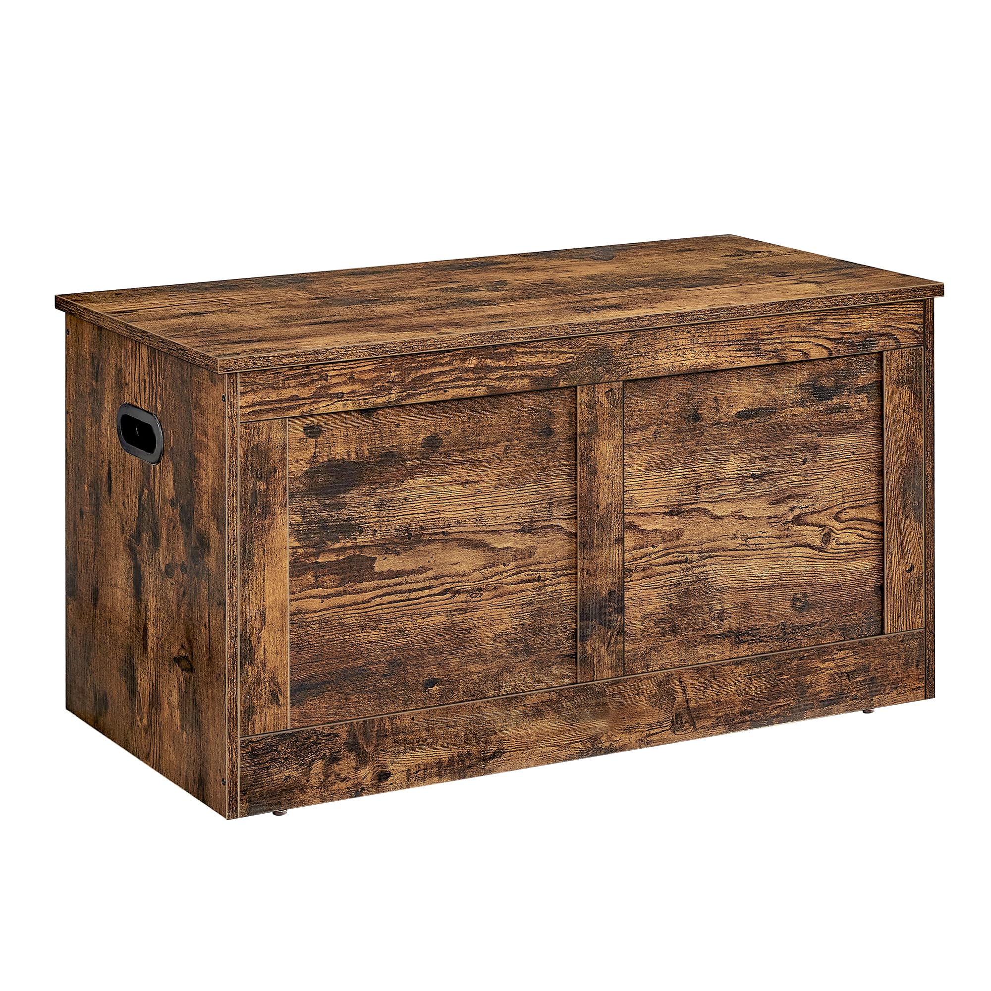 Baule Portaoggetti In Legno DINZI LVJ Con Coperchio Ammortizzato – Panca Da Ingresso 90x40x48 Cm – Marrone Rustico