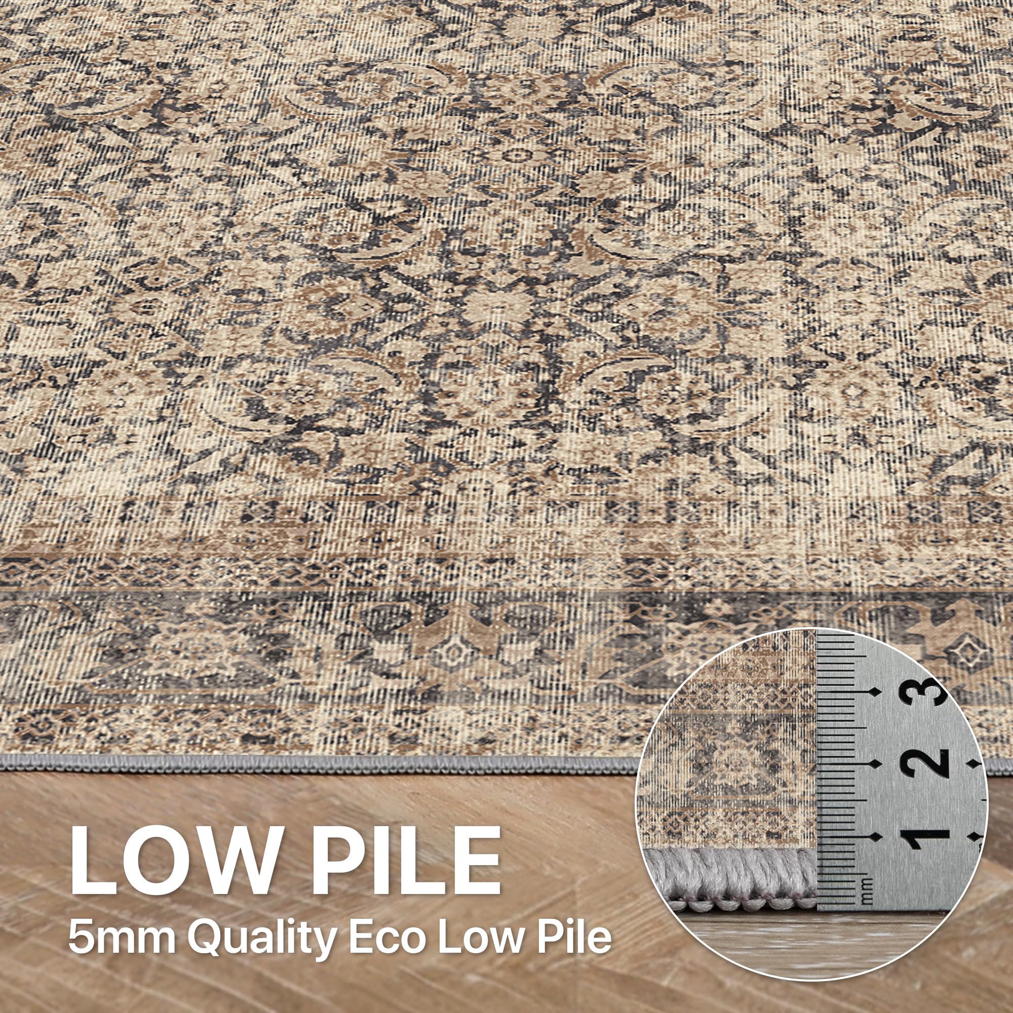 BEIMO 120x170cm Area Rugs for Bedroom,Vintage Boho Carpets for Living Room Non Slip Machine Washable Rug Short Low Pile Rug for Kitchen Dining Hallway - Image 3