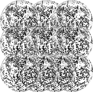 10 Pieces Inflatable Beach Balls Glitter Beach Ball Swimming Pool Balls Floatable Confetti Ball for Summer Beach Pool Party Favor for Kids Adults, 16 Inch