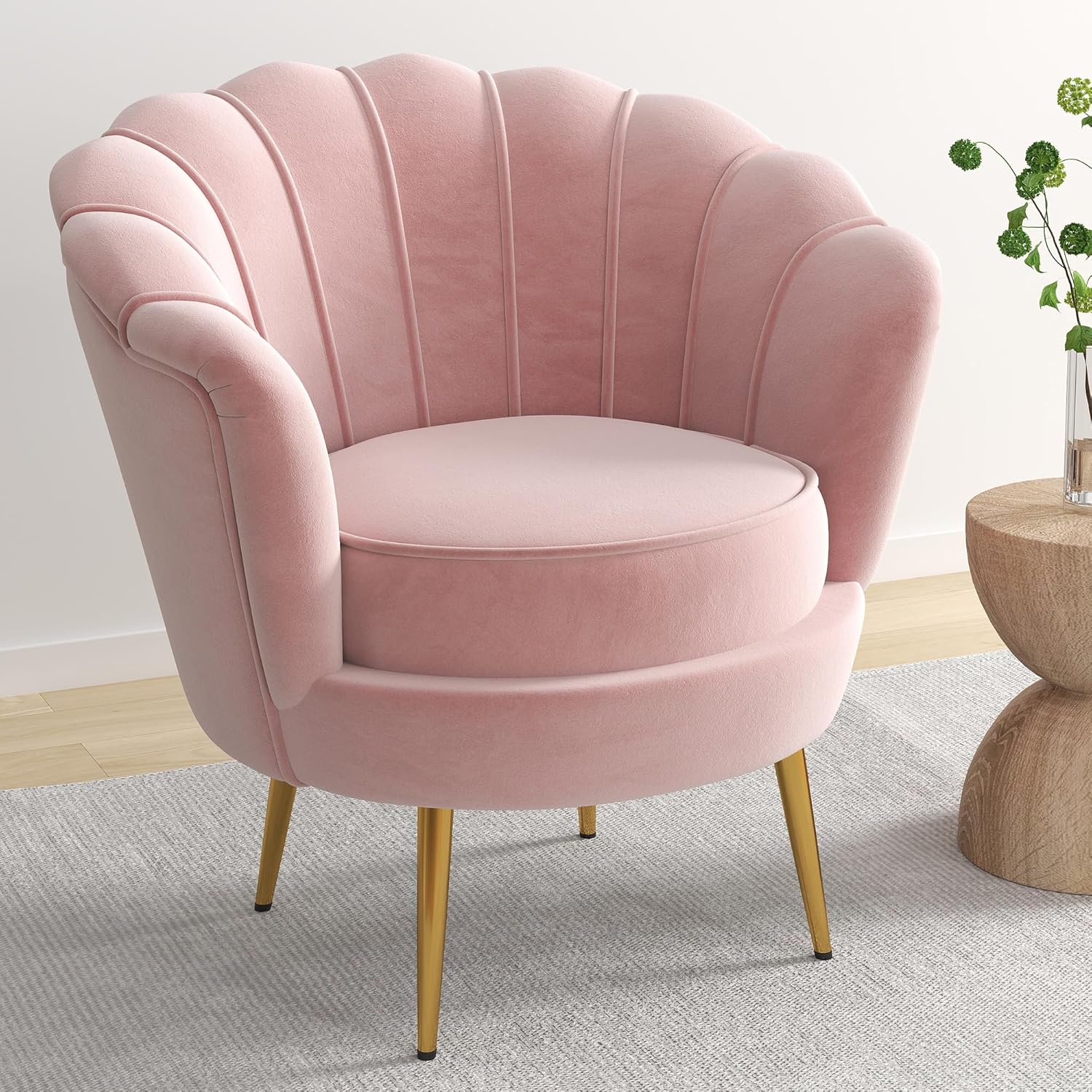 Pink Velvet Accent Chair with Gold Metal Legs, for Kosovo Ubuy