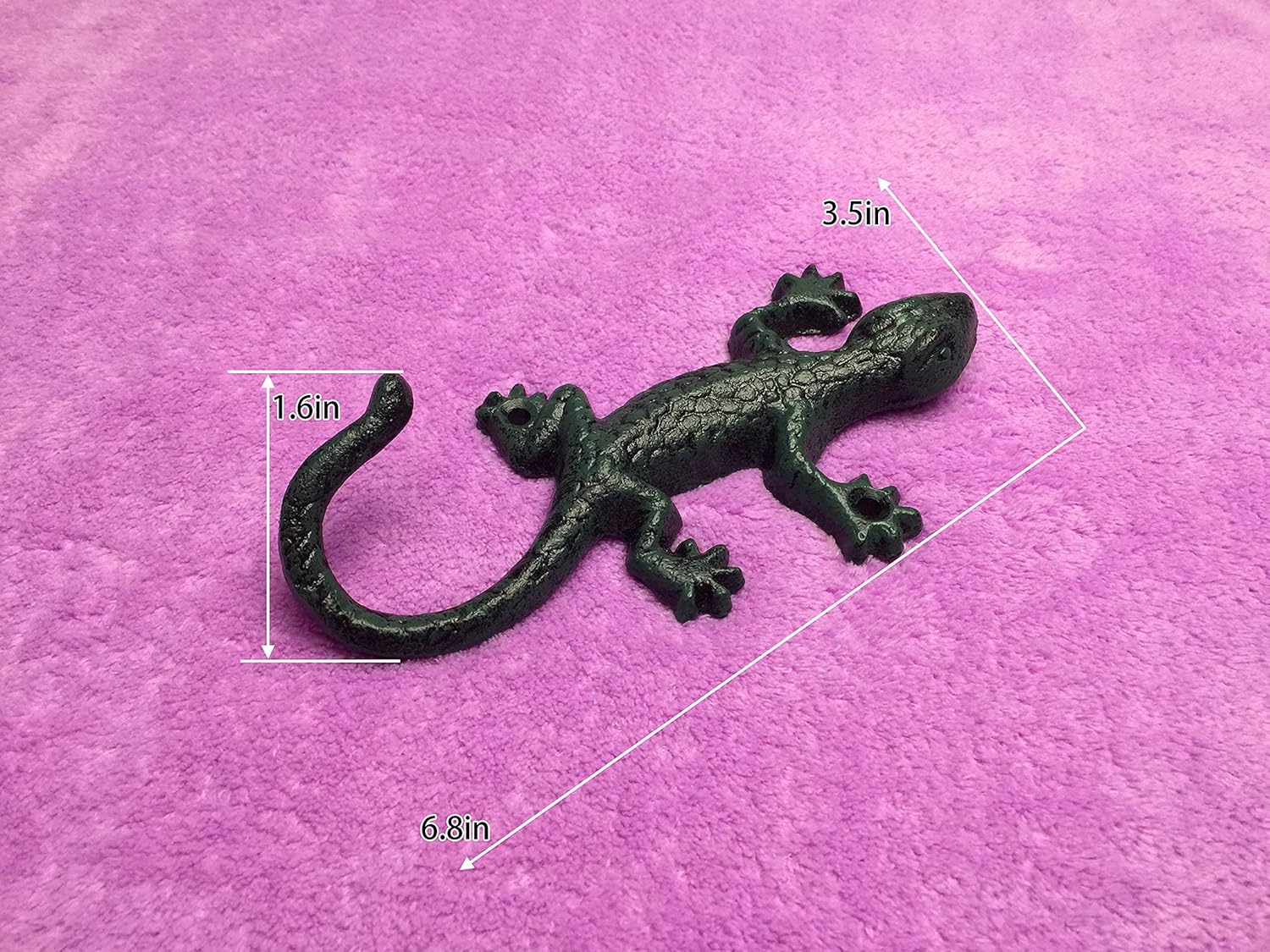 Gecko Wall Hooks Decorative Cast Iron Animal Gecko Shape Hooks Wall Mounted, Home Office Pool Garden Garage Indoor Outdoor Used, Hand Made, Gifts.