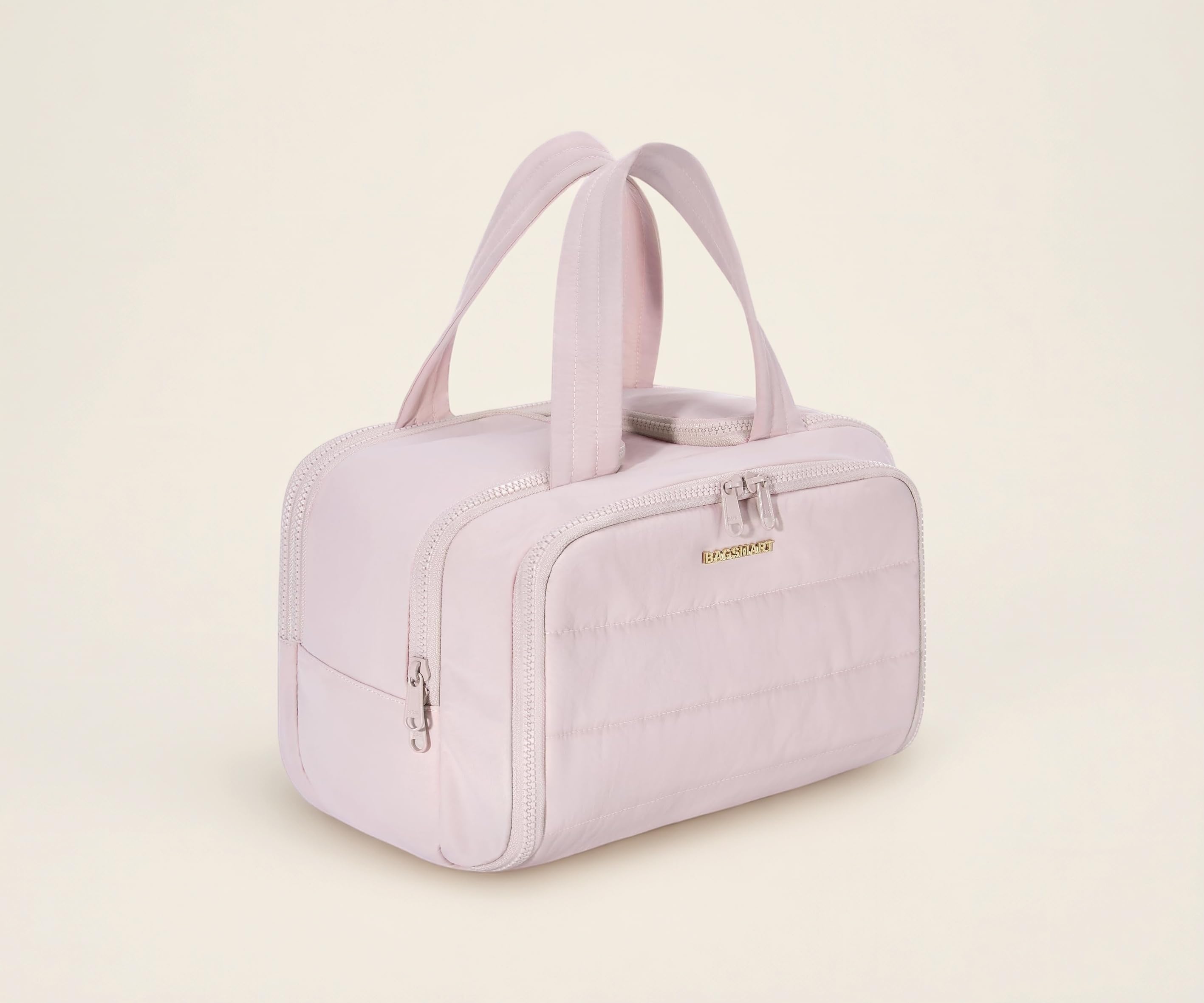 Travel Toiletry Bag, Puffy Toiletry Bag for Women, Wide-Open Toiletry Bags for Traveling, Large Travel Cosmetic Makeup Bag Organizer for Accessories,Toiletrie, Pink, Puffy