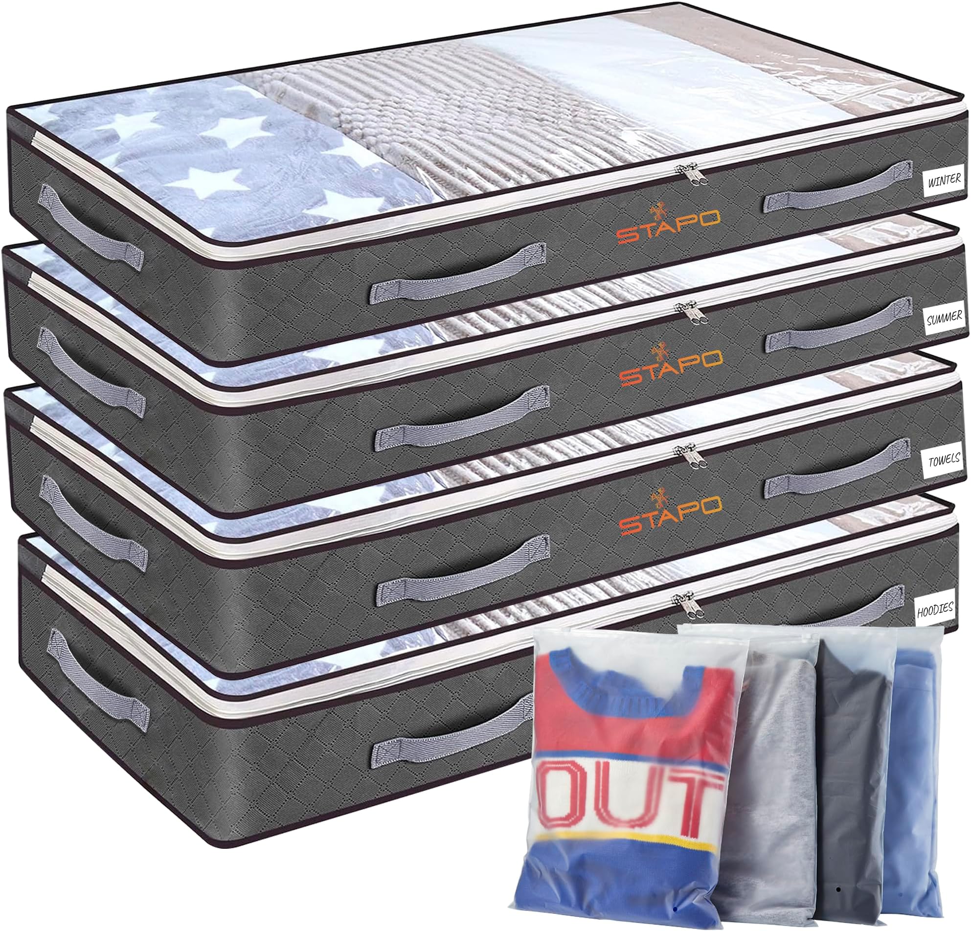 UOUNE 90L Underbed Storage Bags Large Storage Organiser Boxes