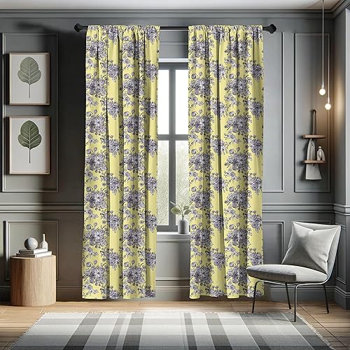Miniatura 5 de Ambesonne Cortinas florales para ventana, diseño retro clásico, brotes de ramo, pétalos, hojas, pasteles, decoración ligera, juego de 2 paneles con