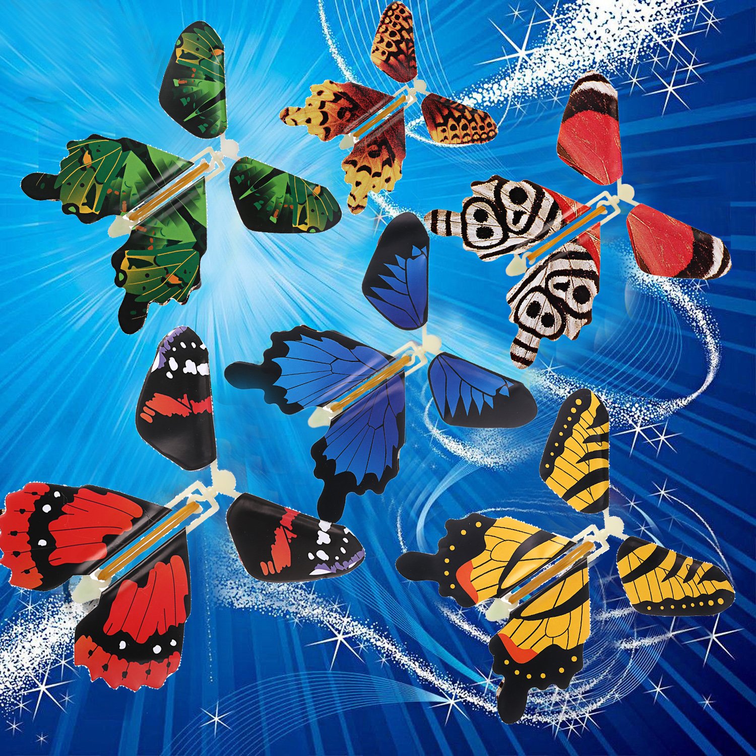 6 Mariposas Voladoras De Juguete - Con Resorte, Vuelan Solas | De Cartón Ecológico Y Plástico | Para Decorar Bodas, San Valentín O Jugar