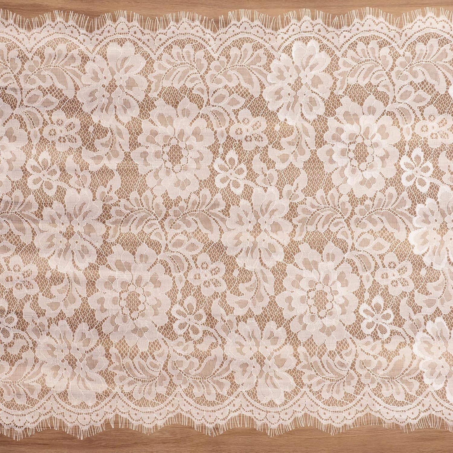 Floral Eyelash Lace Fabric 18" Wide 1.6 Yards White Lace Fabric Sewing Lace-Trim for DIY Crafts Wedding Gift Wrapping Costume Making