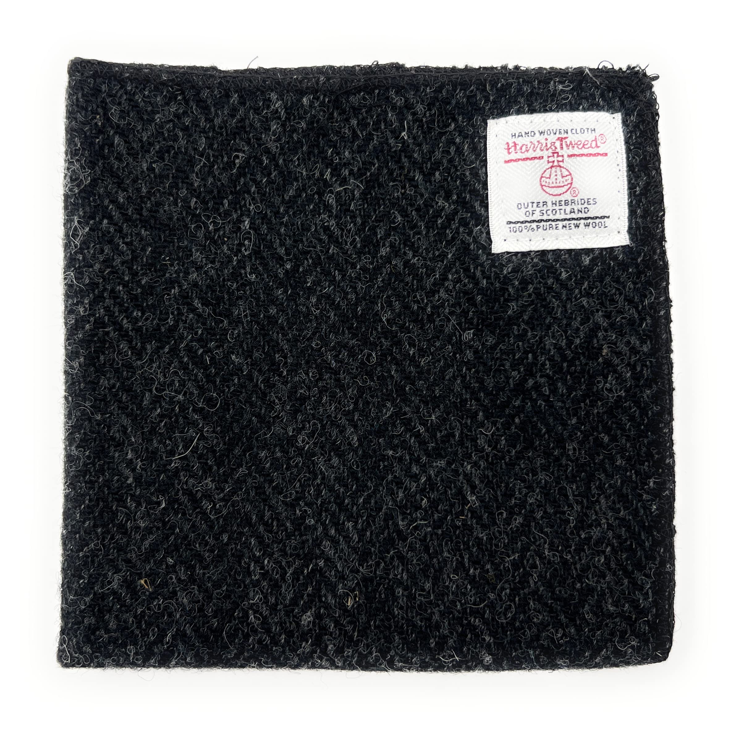 Tartan Tweeds Men's Charcoal Harris Tweed Handmade Pocket Square Handkerchief (Charcoal)