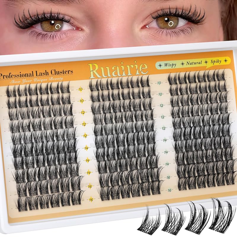 Cílios postiços em tufos Ruairie estilo mangá, curvatura C, tamanhos mistos de 10 a 16 mm, 180 unidades