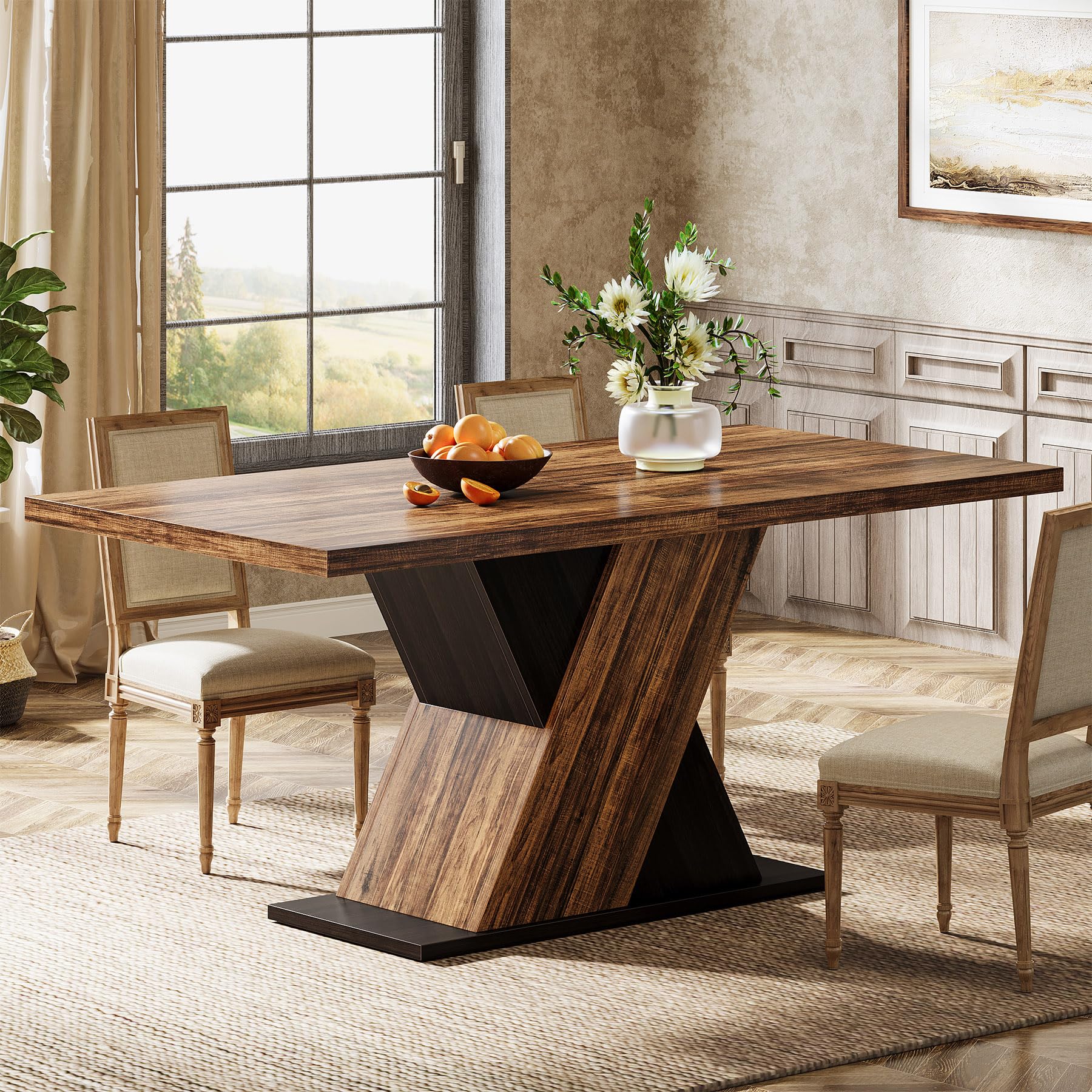 Amazon.com - Tribesigns 55-Inch Farmhouse Dining Table for 4