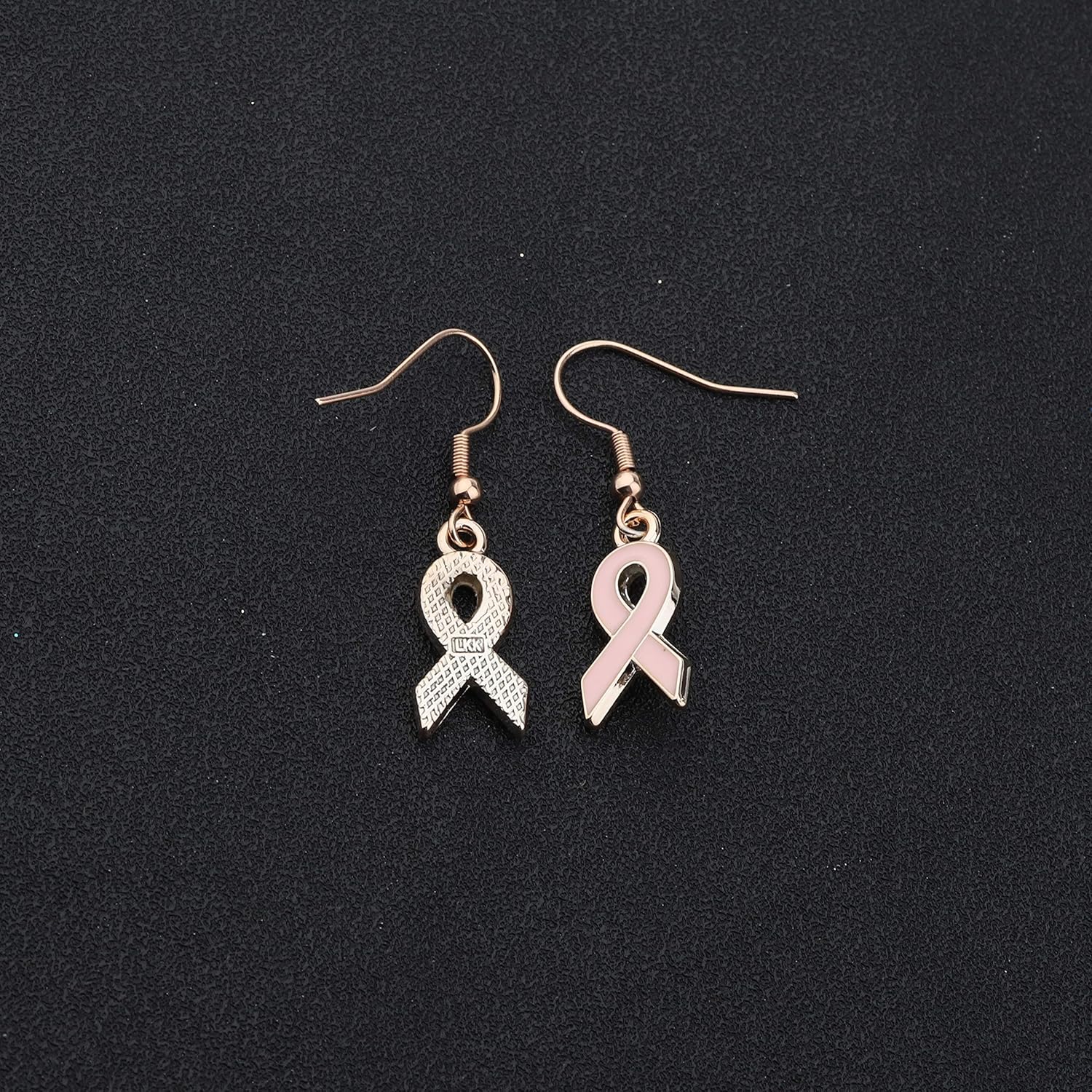 HOLLP Breast Cancer Warrior Gift; Semicolon Symbol Bracelet; Pearl Bracelet & Earrings; Pink Ribbon Jewelry; Breast Cancer Awareness Jewelry for Women - Image 3