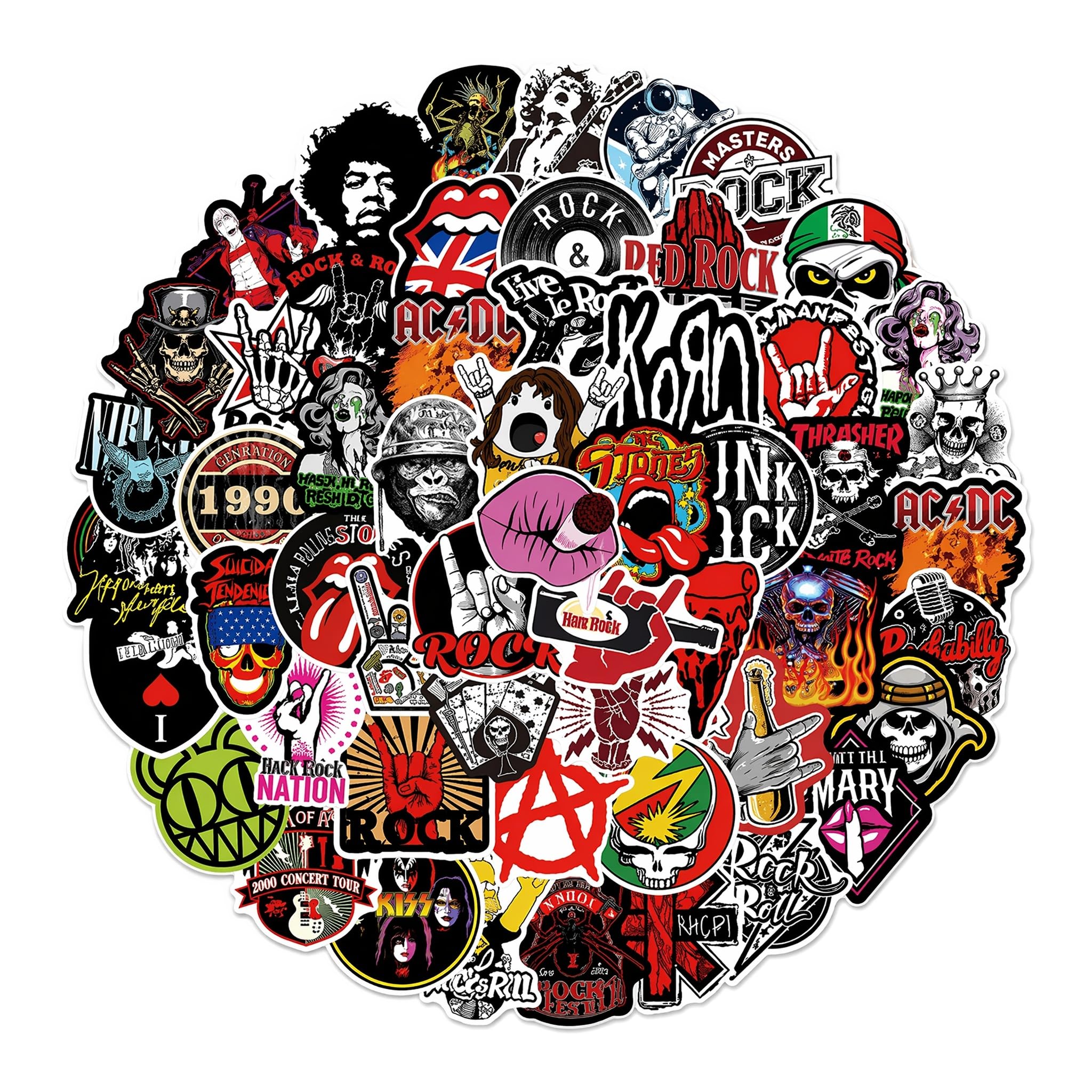 104Pcs Music Stickers Pack Rock and Roll Vinyl Waterproof Band Stickers for Teens Adults Cool Guitar Stickers for Classic Rock Music Skateboard Laptop Water Bottle Luggage
