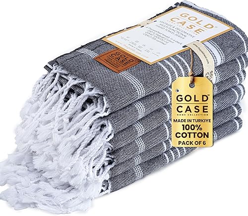 Miniatura 27 de Gold CASE Juego de 6 Toallas de Playa Turcas – Toallas de Baño Grandes 100% Algodón 70 x 38'' – LYCIA de Tamaño Extra Grande, Secado Rápido y Sin