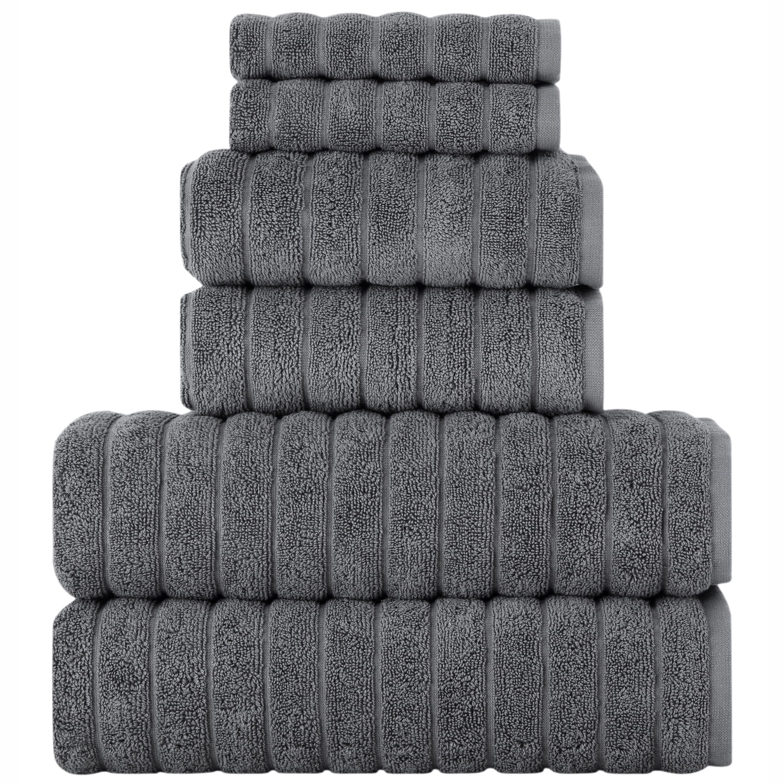 BERIBO Cloud 6 Piece Turkish Towel Set, 2x Bath, 2 Hand, 2 Face Towels, 620gsm, 100% Cotton (Grey) โ image 1