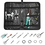 16-Piece Bonsai Tree Kit, Bonsai Tool Set, Bonsai Starter Kit, Carbon Steel Scissors Cutter Shears, Stainless Steel Rake Shovel, Perfect Gardening Trimming Pruning Tools