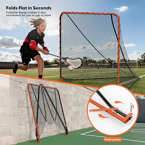 Miniatura 4 de Red de lacrosse portátil para portería plegable para patio trasero para objetivos de 6 x 6 x 7 pies, tamaño oficial, resistente, 0.157 in, tratada