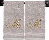 Vista 1 de Toallas de mano beige para baño, monogramadas, toallas turcas de algodón de lujo, bordadas en Estados Unidos, juego de 2, elige el color y la letra