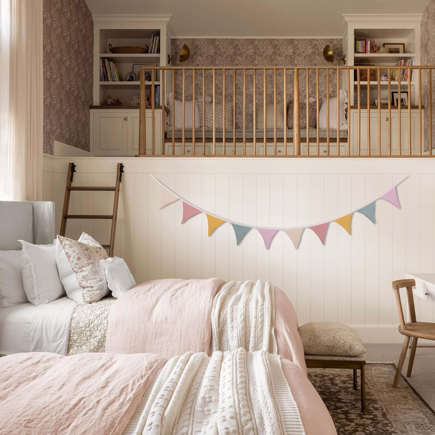 Pennant Banner Flags,Infant and toddler room decoration pennant,for Nursery Decor Baby Birthday Boho Wedding Shower Party Event (Color Purple Banner) image 4
