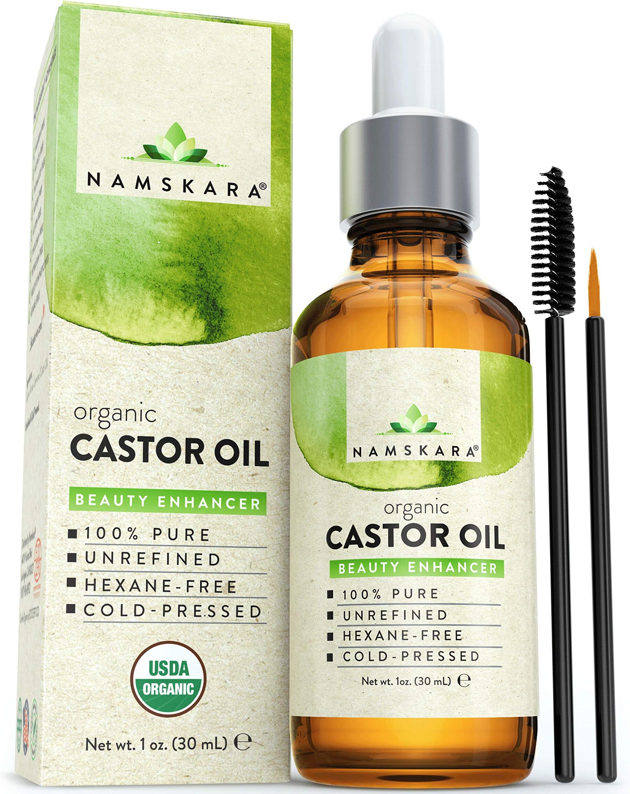 Organic Castor Oil - USDA Certified Organic 100% Pure, Cold-Pressed, Extra-Virgin, Hexane-Free. Best Treatment For Eyelashes, Hair, Eyebrows & Skin - Boosts Growth Instantly - with Applicator Kit