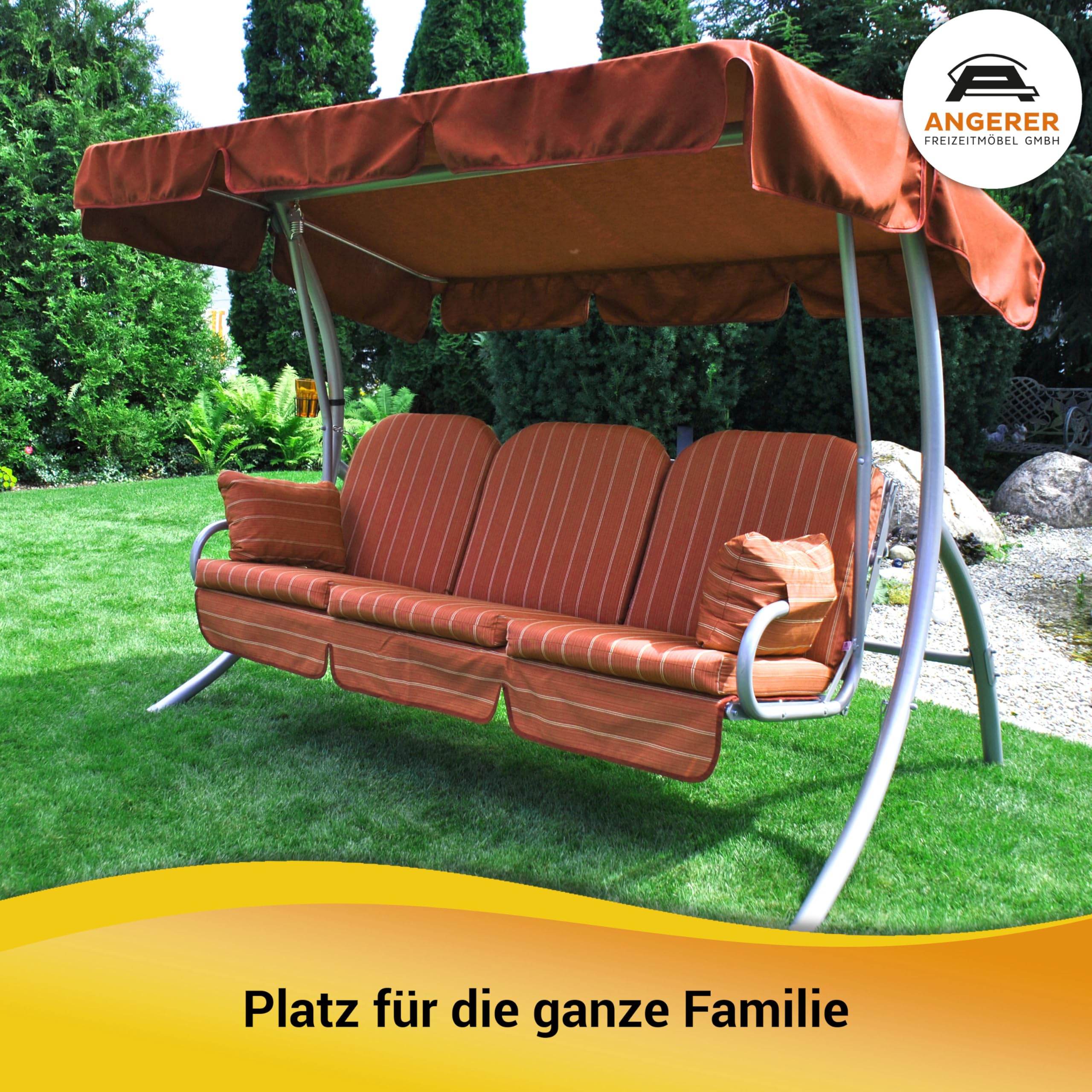 ANGERER Hollywoodschaukel Ibiza Bordeaux-Creme gestreift