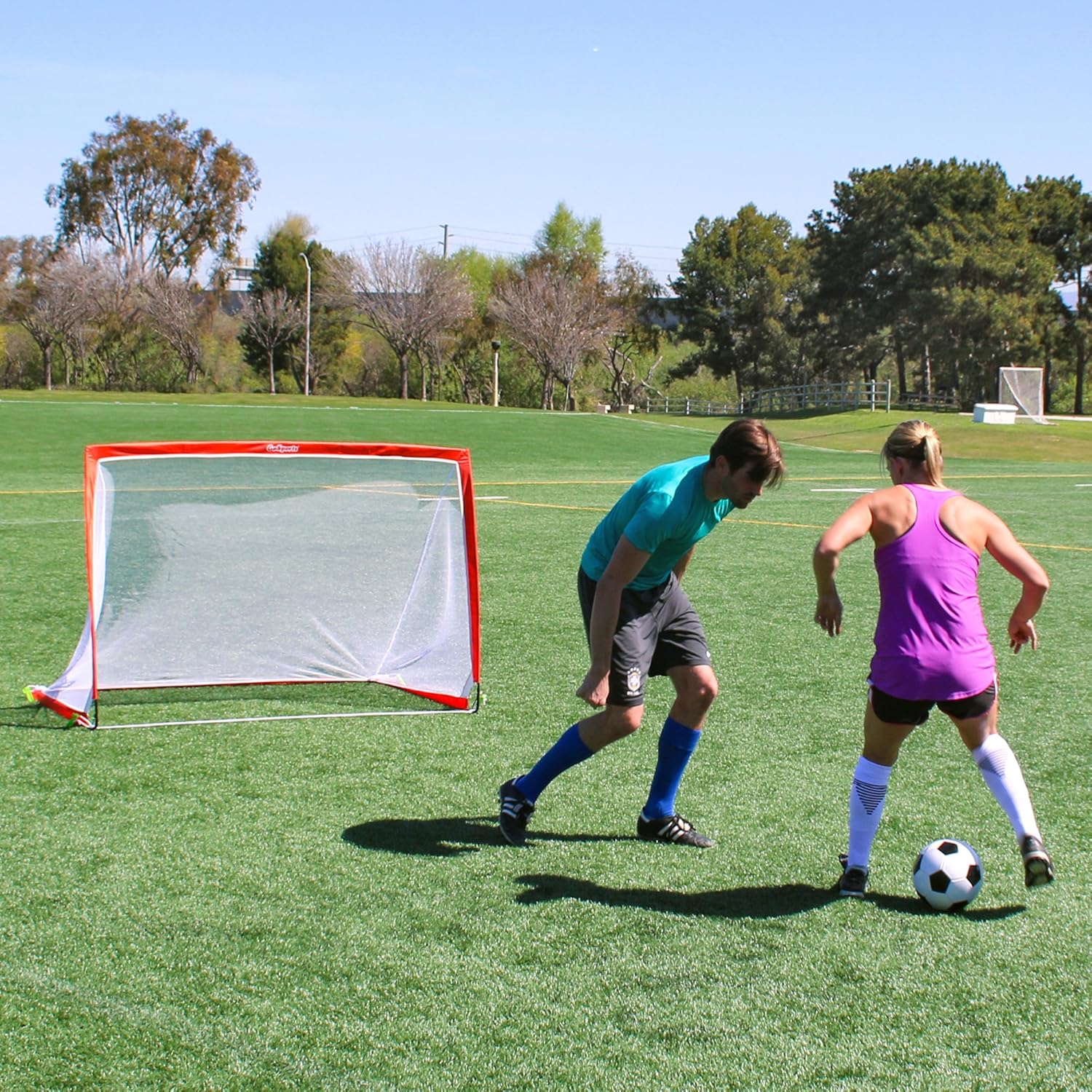 GoSports Premier Portable Pop Up Soccer Goals - 4 ft and 6 ft Backyard Sizes for Kids & Adults