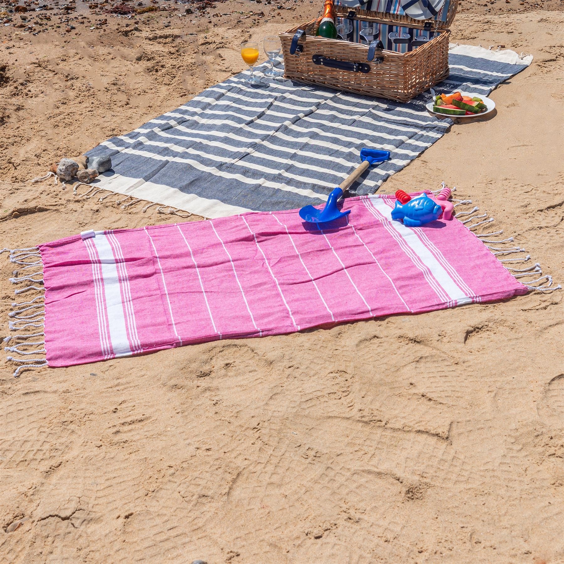 Coton Turc Nicola Enfants du Printemps Towel Set | Plage de Bain Piscine | Hammam Peshtemal Fouta Style - Rose - Lot de 4