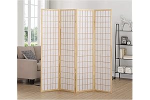 Roundhill Furniture Oriental Shoji 4 Panel Screen Room Divider