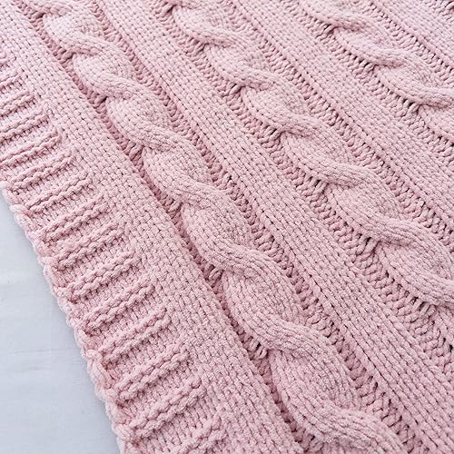 Miniatura 45 de Manta de punto grueso, manta de punto grueso con hilo de felpilla suave, 50 x 60 pulgadas, hecha a mano, cálida y gruesa, para sofá, cama y viajes