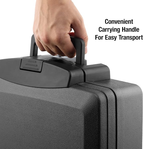 SentrySafe Fireproof and Waterproof Safe, Black Portable Lock Box with Key Lock and Carrying Handle for Money, Passport, Exterior: 14.3 in W x 13 in D x 6.1 in H, H0100