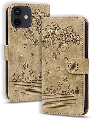 YBFJCE Wallet Case for iPhone 12/12 PRO,Magnetic Folio PU Leather Case Wallet Flip Cover with Card Holder,Protective Case Wallet Phone Case for iPhone 12/12 PRO,Brown