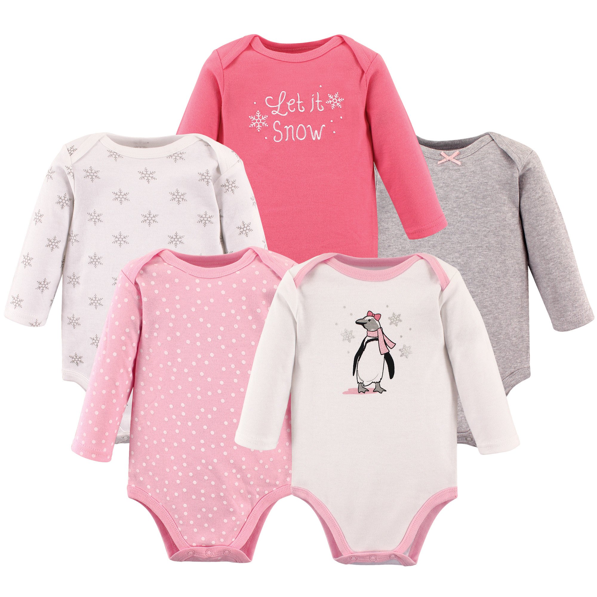 Hudson baby Long Sleeve Bodysuits Set di t-Shirt (Pacco da 5) Bimba