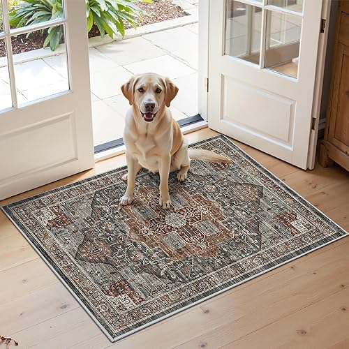 Miniatura 231 de Alfombras de área de 8 x 10 pies para sala de estar, vintage lavable con parte trasera antideslizante, resistente a las manchas, alfombra de área